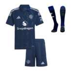 Kids Manchester United Custom Away Full Soccer Kits 2024-25
