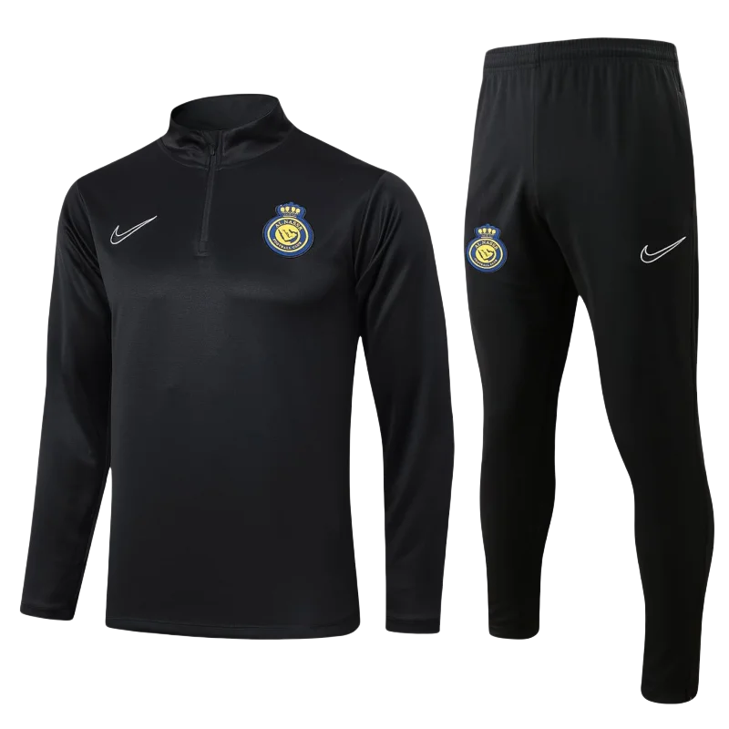 12e621f037 2024/2025 Al-Nassr Trainingsanzug mit halbem Reißverschluss – schwarzes Fußballtrikot - Immagine 1