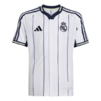 Real Madrid 2025/26 Freizeit-T-Shirt, weiß gestreift, kurzärmelig