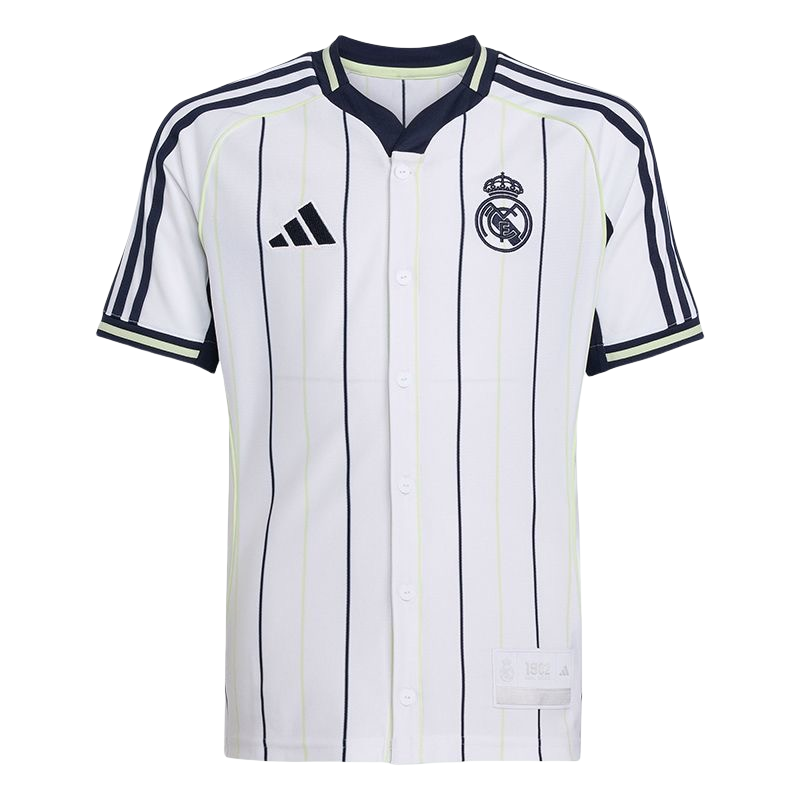 2025-07-07211343593 Real Madrid 2025/26 Freizeit-T-Shirt, weiß gestreift, kurzärmelig - Image 1