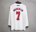 1998 England World Cup Home Retro Jersey Long Sleeve #7 BACKHAM #20 OWEN - Imagen 2