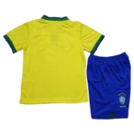 Brazil Kids Soccer Jersey Home Kit(Jersey+Shorts) World Cup 2022 - Image 2