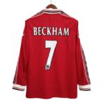 1998-00 Manchester United Beckham #7 Retro-Trikot (Heimtrikot, langärmelig)