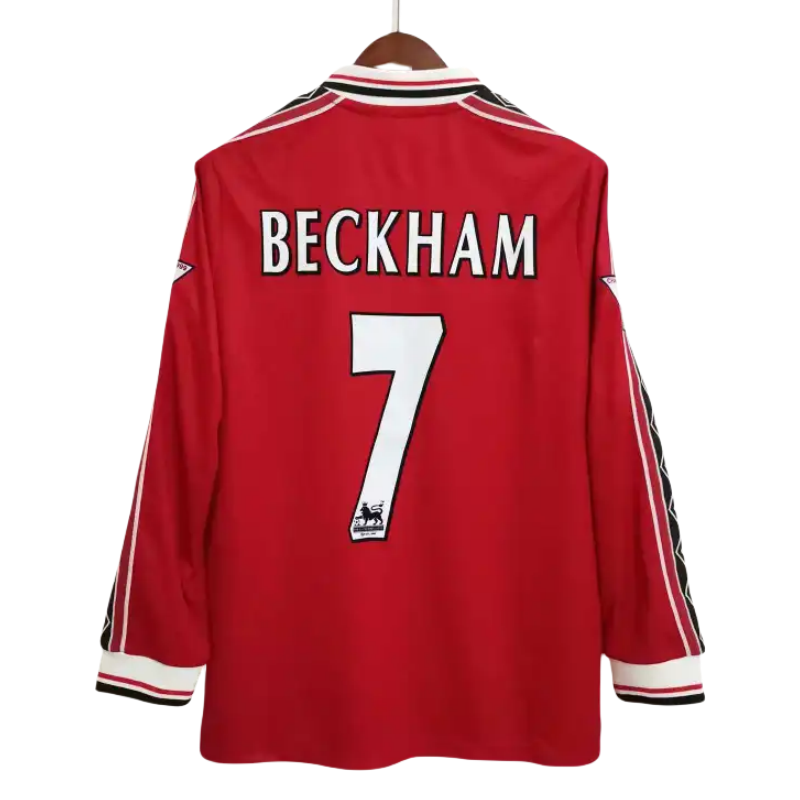 ba0037c56c 1998-00 Manchester United Beckham #7 Retro-Trikot (Heimtrikot, langärmelig) - Image 1