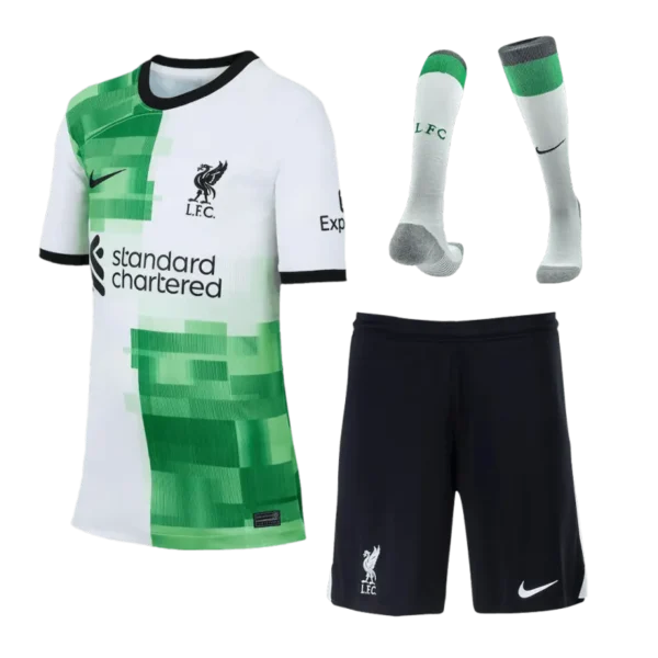 23–24 Kinder: Liverpool Auswärts-Komplettset – Trikot + Shorts + Socken