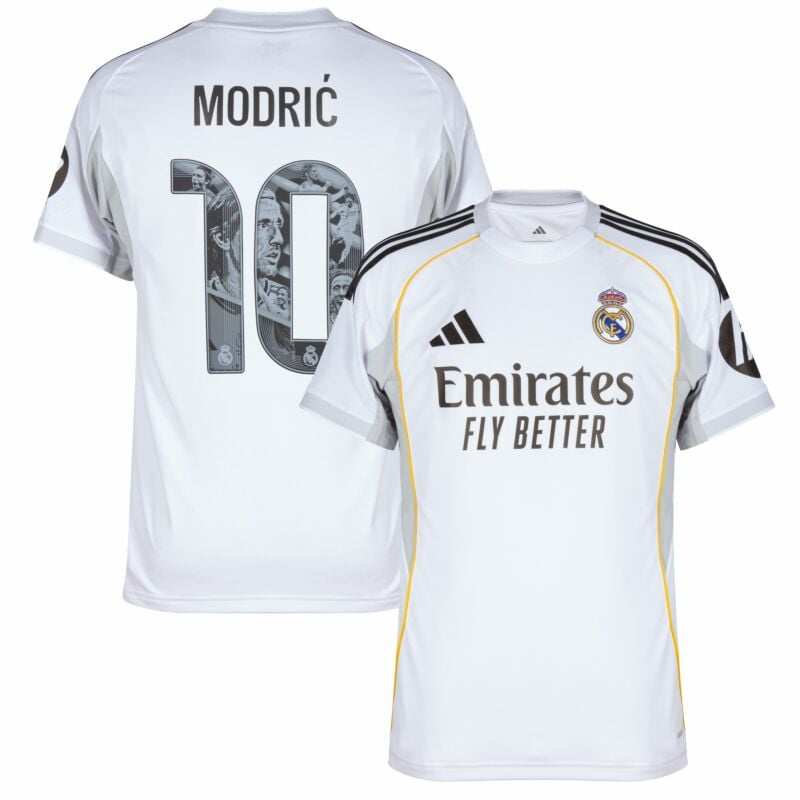 d04fc3326eec2a551ec4f589352ee2716f577d235ee8e9bab6acdc7048da5e1f Real Madrid Heimtrikot Modrić 10 Saison 2025/26 (limitierte Auflage mit Jubiläumsdruck) - Image 1