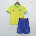 Brazil Kids Soccer Jersey Home Kit(Jersey+Shorts) World Cup 2022 - Image 3