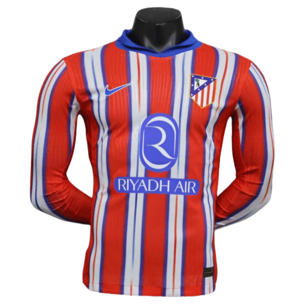 24–25 Atlético Madrid Heimtrikot mit langen Ärmeln, Spielerausführung
