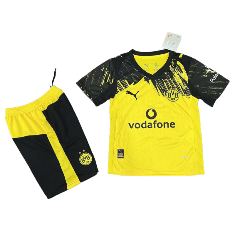 f90c46fc Borussia Dortmund Yellow Home Kids football jersey Kit 2025-26 Fan Version - Immagine 1