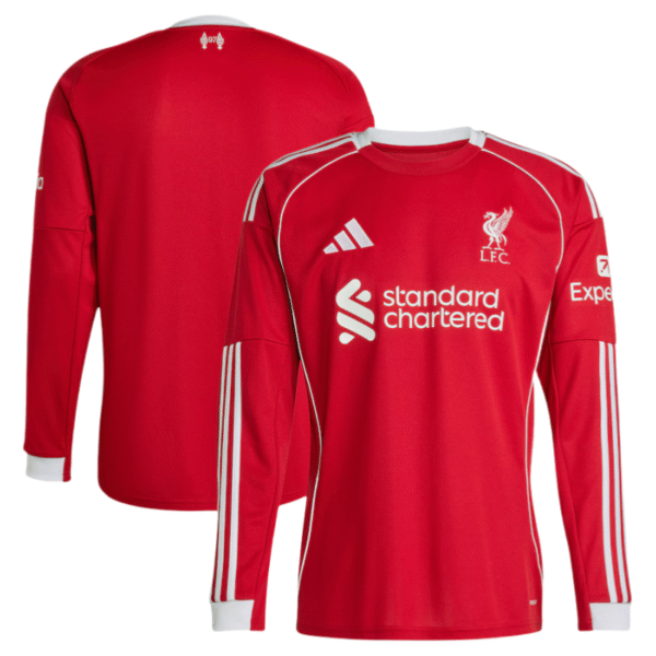 Liverpool Heim-Fußballtrikot mit langen Ärmeln 25-26, Fan-Version
