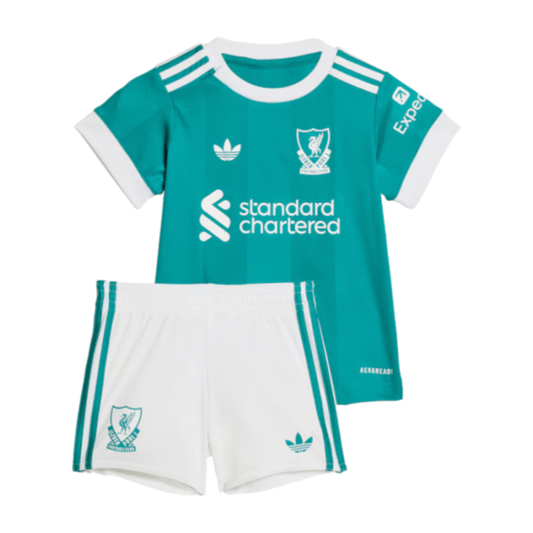 Liverpool Auswärtstrikot für Kinder, dritte Spieltrikotvariante, grün, Saison 2025/26, Fan-Version
