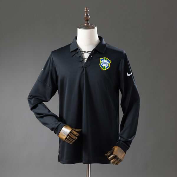 Brazil 2004 Special Edition Black Long Sleeve Retro Jersey S-XXL