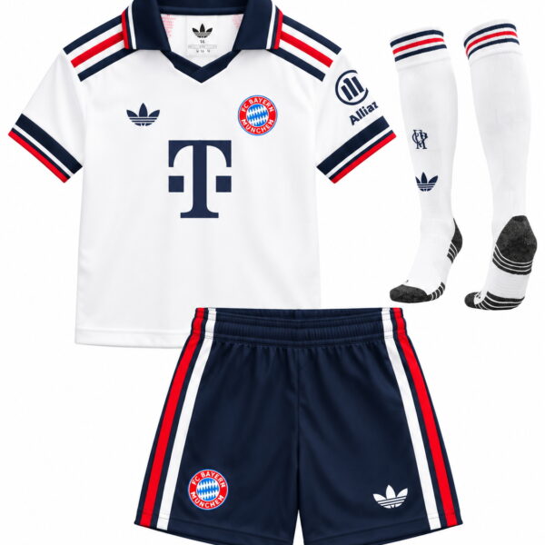 FC Bayern München Kinder Auswärtstrikot 2026/27 – Trikot, Shorts & Stutzen